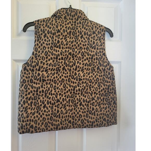 Crewcuts Girls Leopard Black Reversible Puffer Vest L - Picture 4 of 4